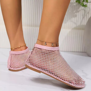 flats featuring geometric in silver with Mesh,Rubber Imported Size &amp texture