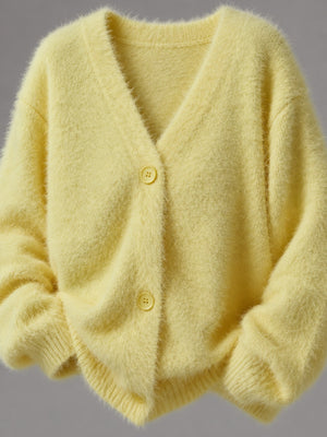 cardigan in Coffee with buttoned and hip-length