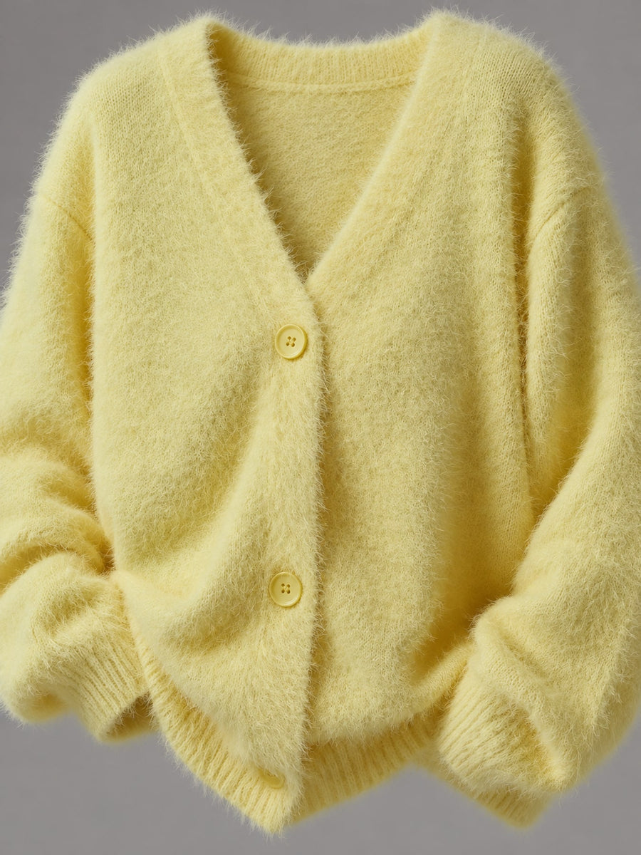 cardigan in Coffee with buttoned and hip-length