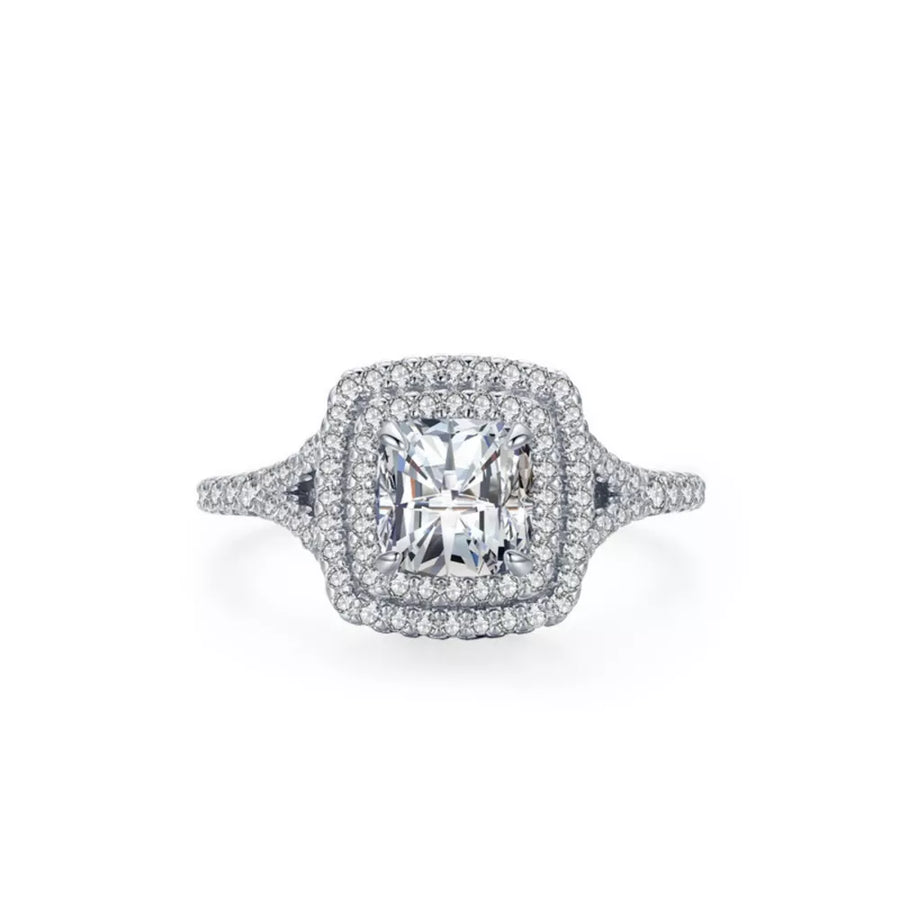 5 Carat Moissanite 925 Sterling Silver Ring in silver with halo setting