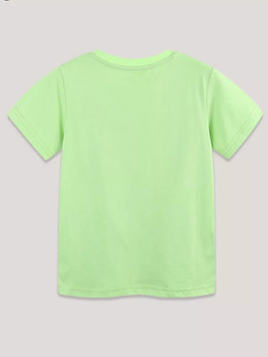 Toddler light green cotton crew neck t-shirt, basic casual style.