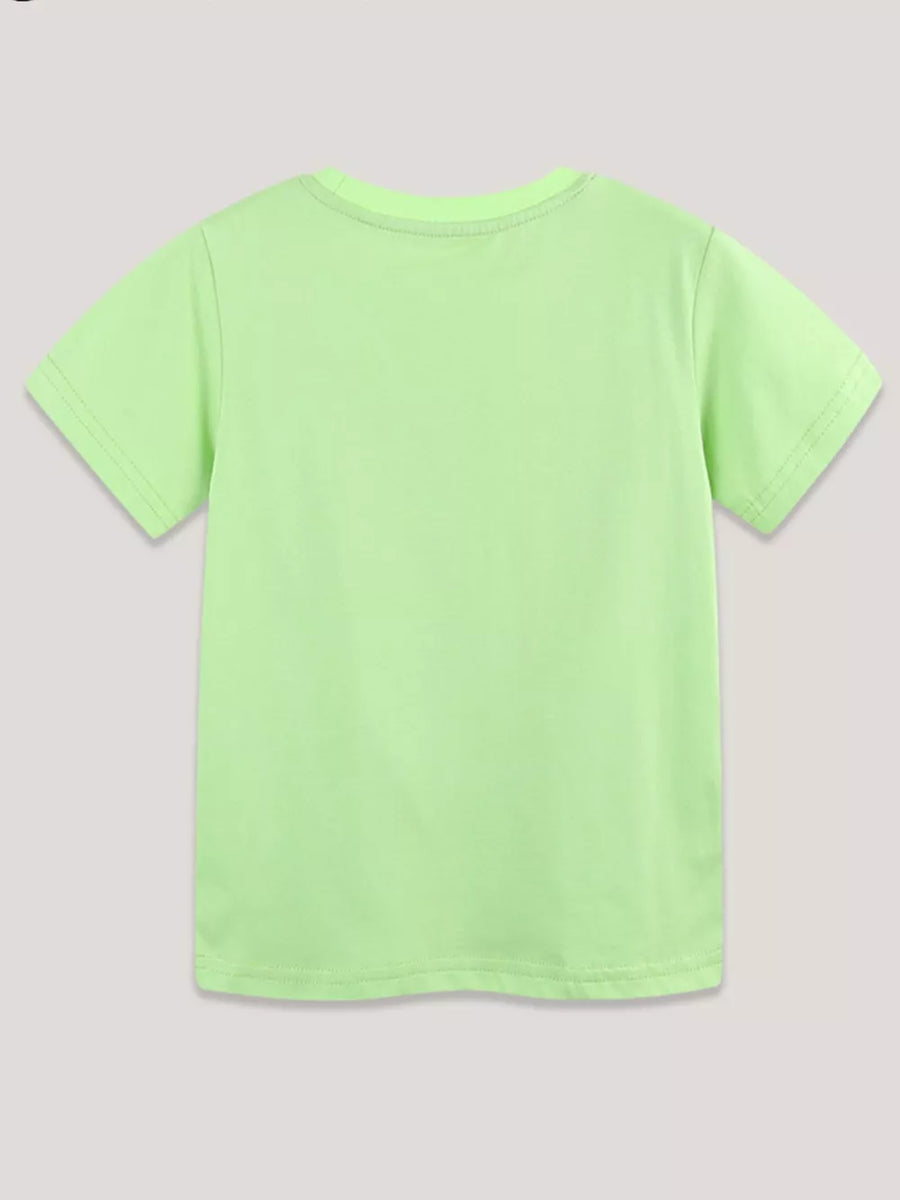 Toddler light green cotton crew neck t-shirt, basic casual style.