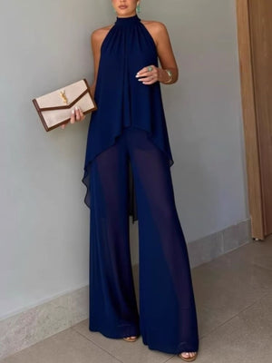 two-piece set in Dark Gray with halter and sleeveless