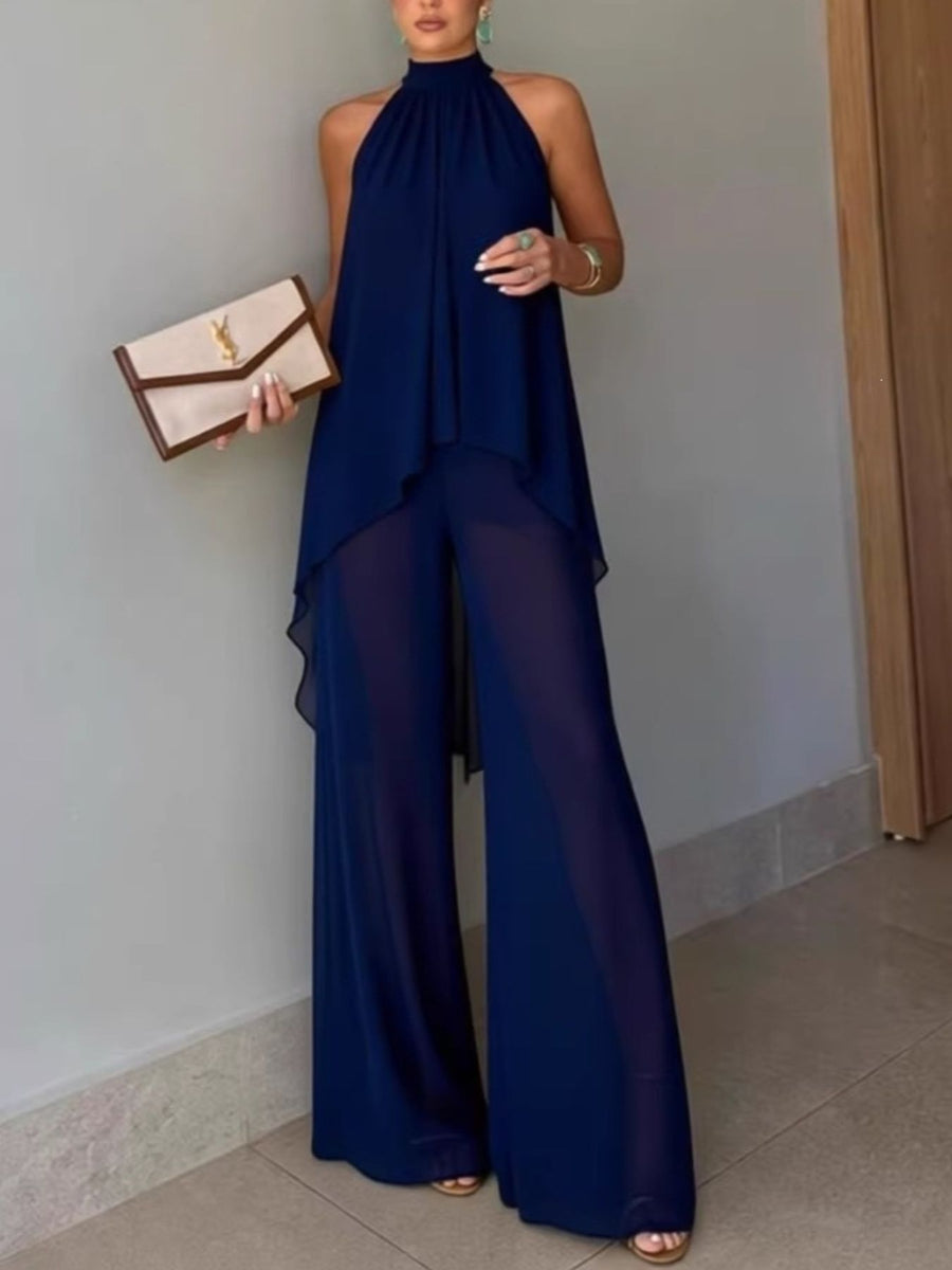 two-piece set in Dark Gray with halter and sleeveless