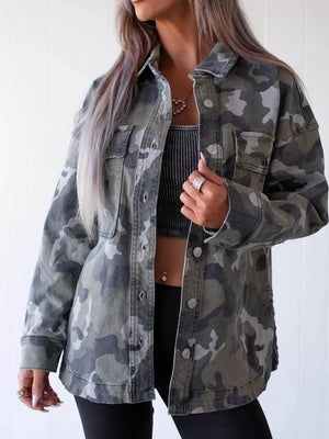 50%cotton, 50%spandex Care instructions: Machine wash cold denim jacket in gray with relaxed silhouette