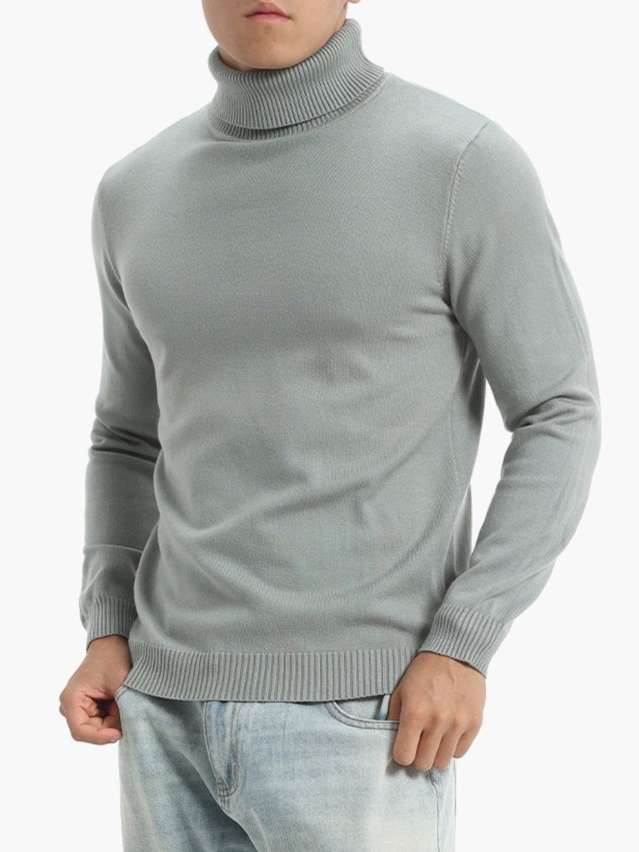 Men's Plus Size Turtleneck Sweater in Black with lightweight