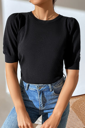 Lilac knit puff sleeve sweater in Lavender
