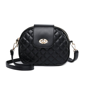 Quilted Turn-Lock Crossbody Bag in black