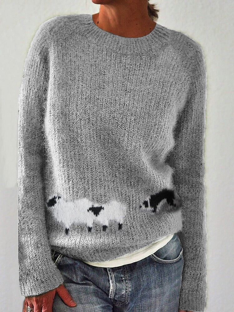 100% polyester Care instructions: Machine wash cold pullover sweater in Gray with relaxed silhouette