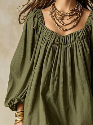 Yellow Flowy Balloon Sleeve Mini Dress