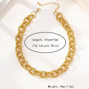 18k Gold-plated Alloy Twisted Necklace in gold with twisted links