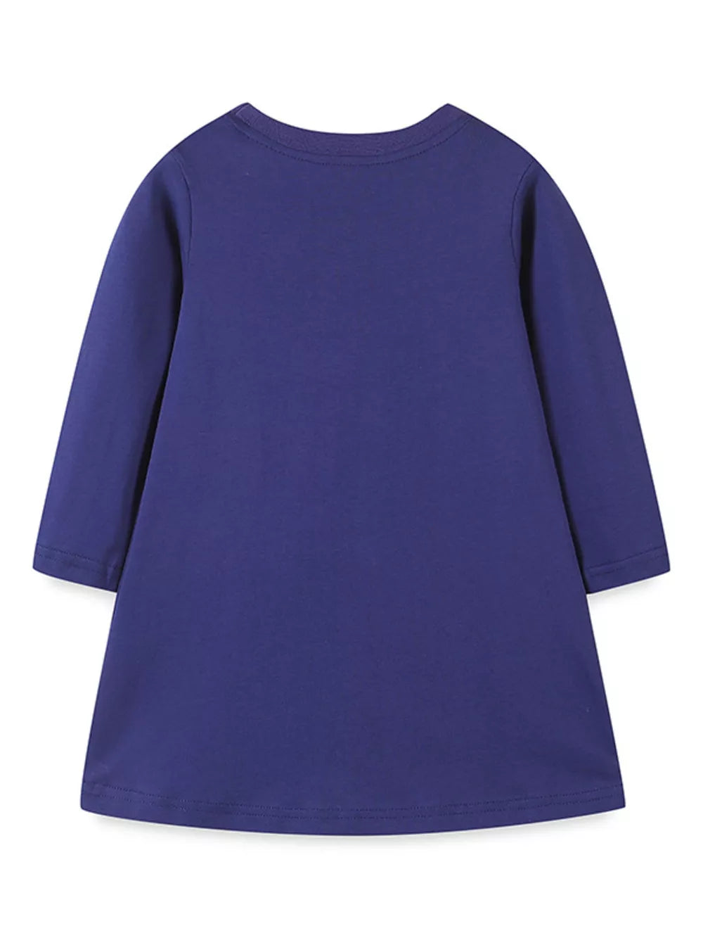 Toddler purple cotton long sleeve A-line dress with crew neck.