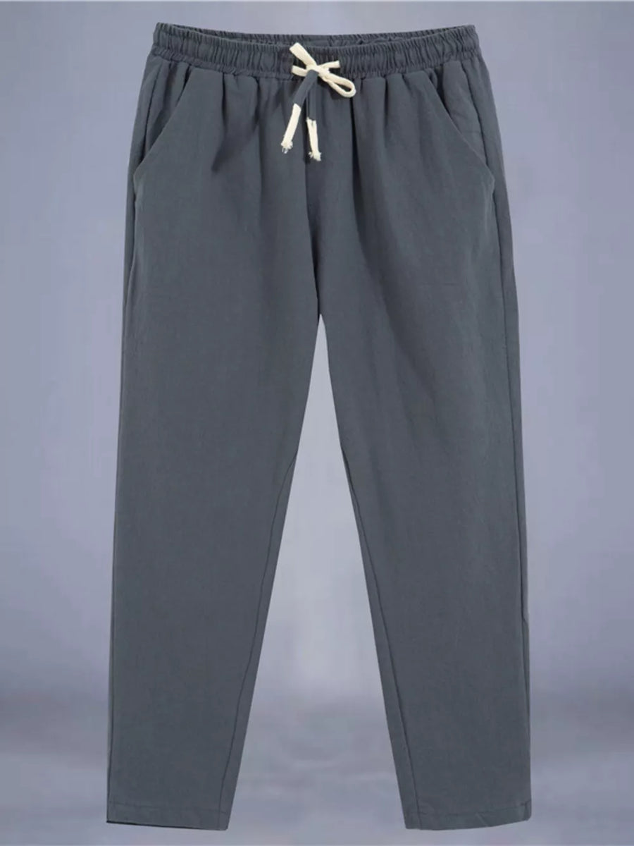 Army Green Men's Plus Size Drawstring Loose Fit Pants