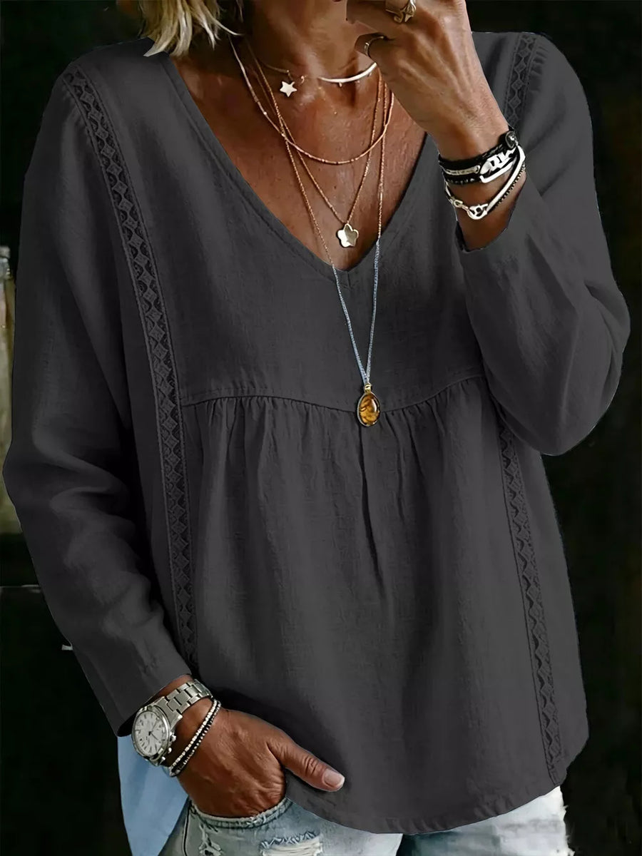 bohemian blouse in Green with v-neck