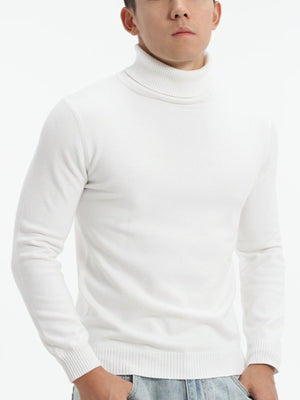 turtleneck sweater in Grass Green with stretch and hip-length