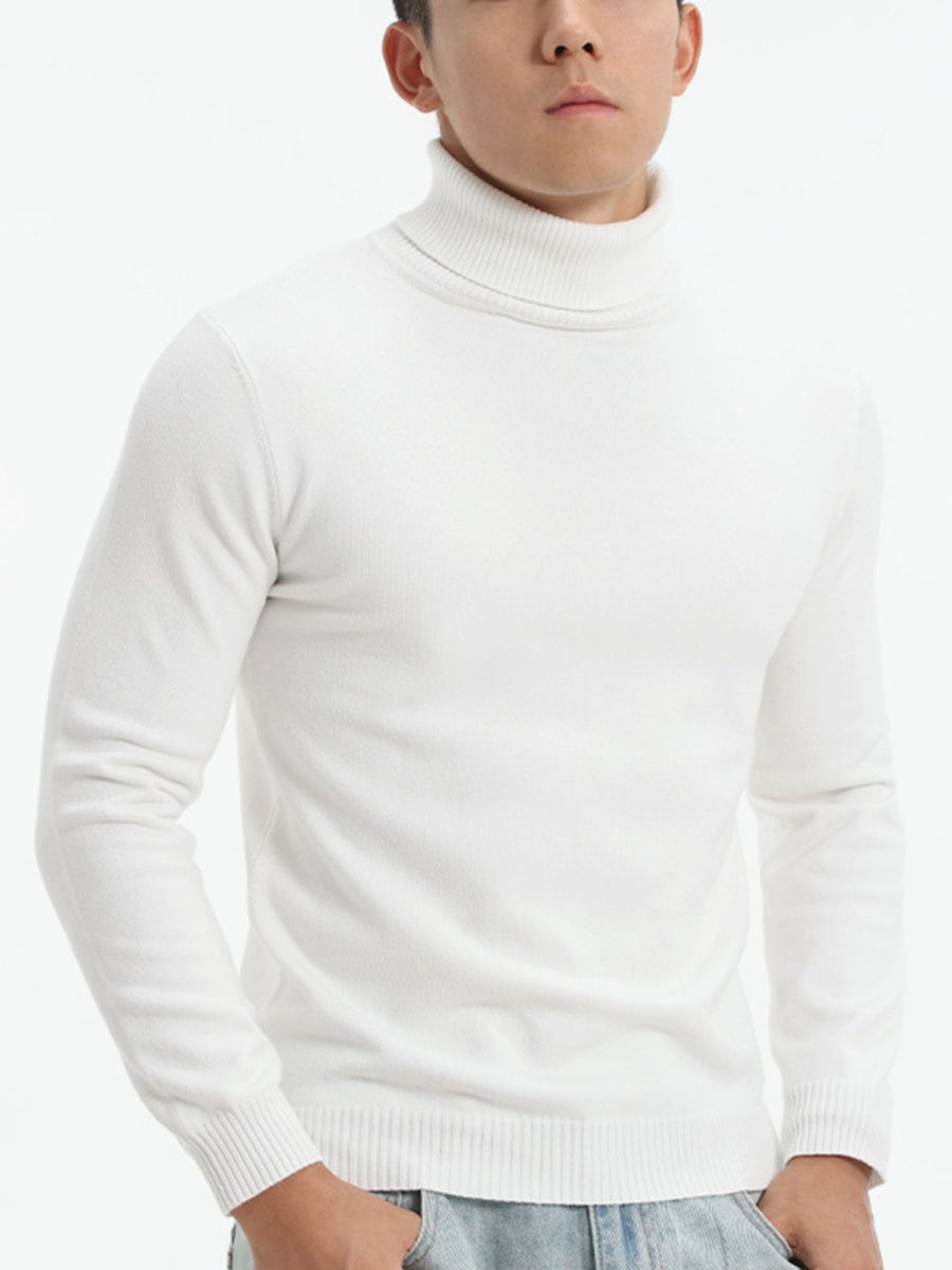 turtleneck sweater in Grass Green with stretch and hip-length