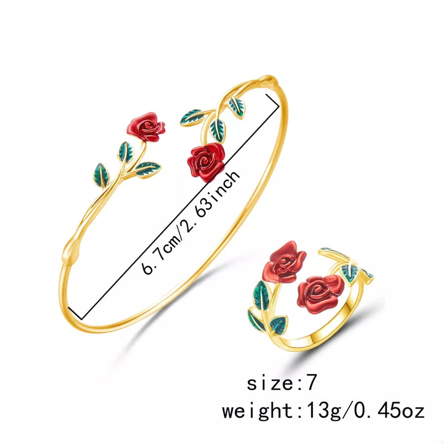 Jewelry Set featuring floral in gold with 18K Rose Gold-Plated, 18K Gold-Plated, Alloy, Copper Care instructions: Avoid we