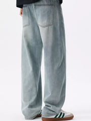 Blue with Men's Loose Fit Blue Jeans
