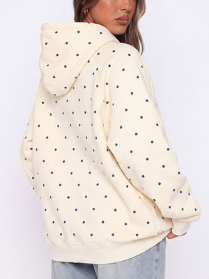 pullover hoodie featuring polka dot in Yellow with 50% viscose, 50% polyester Care instructions: Machine wash cold texture