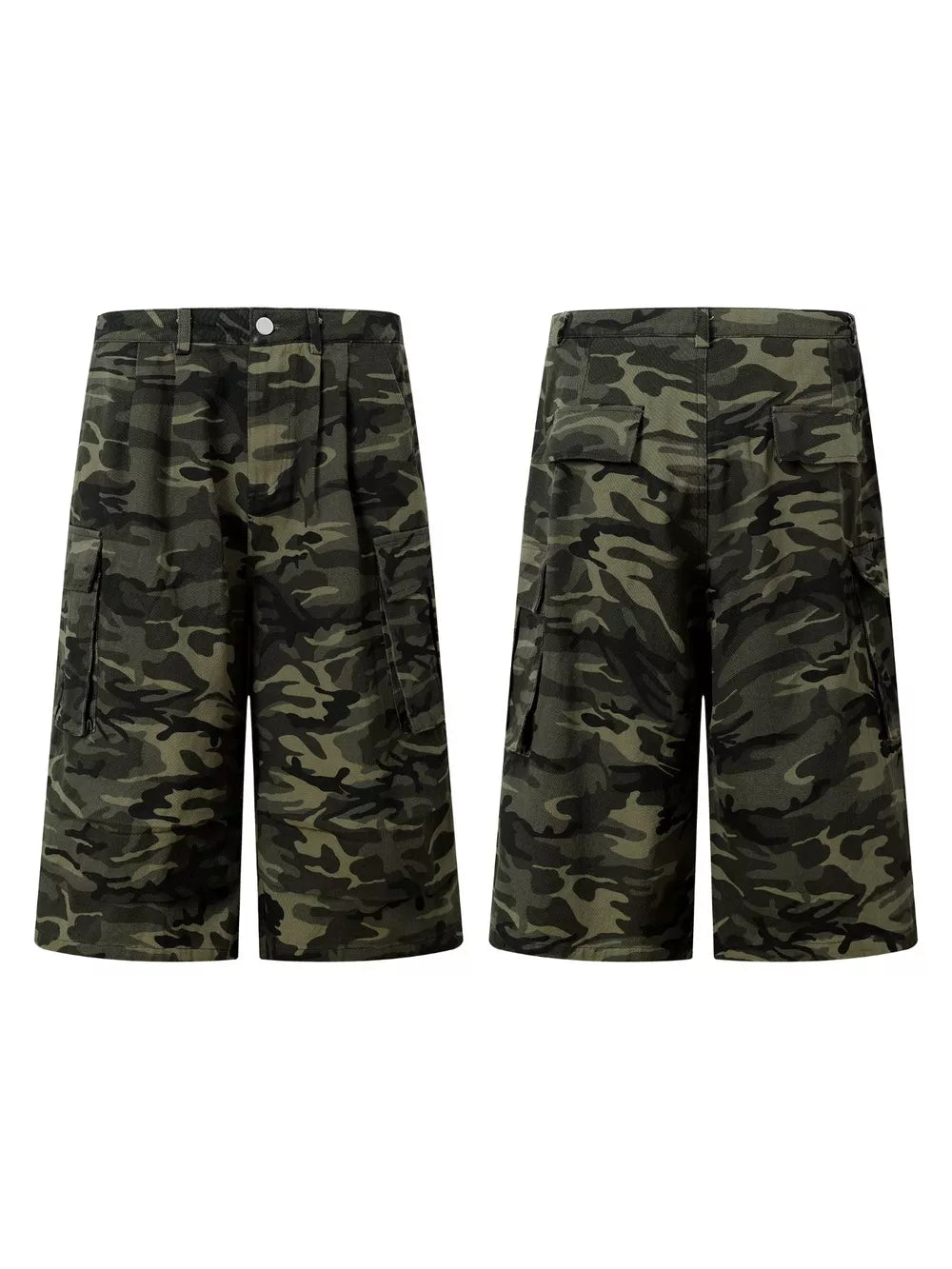 capris in dark green with camo and pocketed