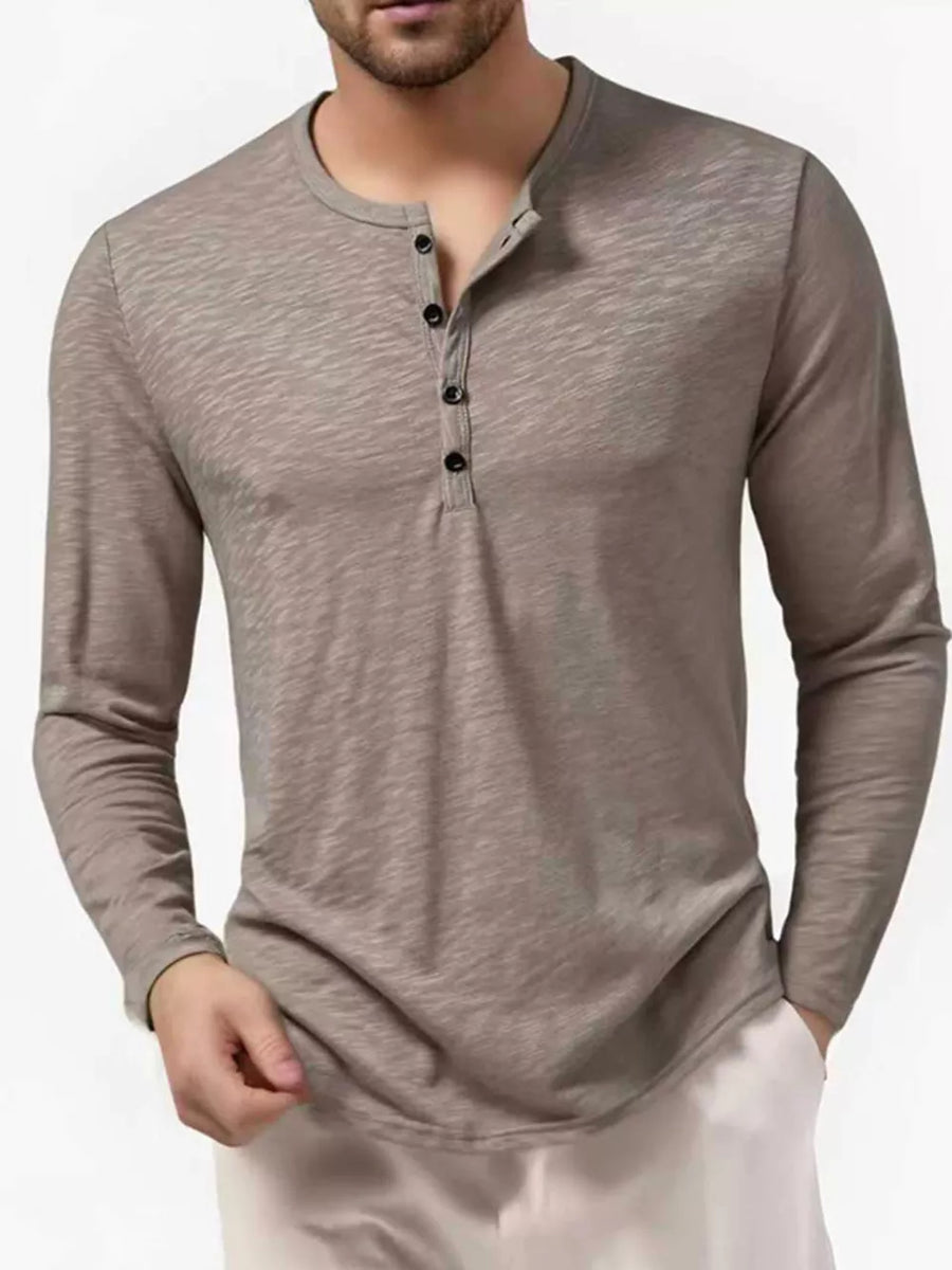 Men's Long Sleeve Henley T-shirt, view 19