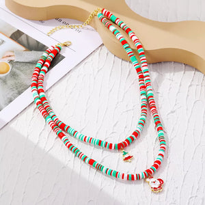 red necklace with striped and not applicable