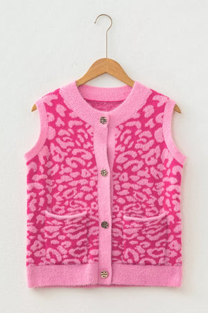 modern sweater vest in Pink with round neck