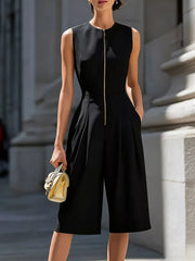 Black jumpsuit with midi and zip-front
