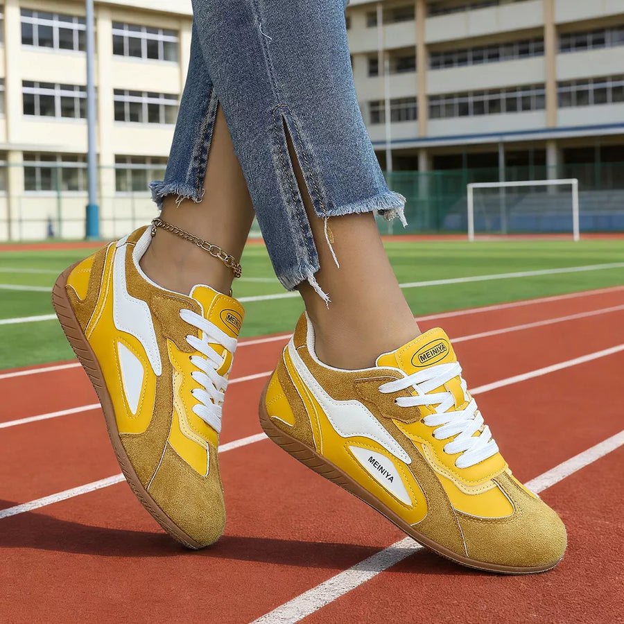 Black Round Toe Lace Up Sneakers