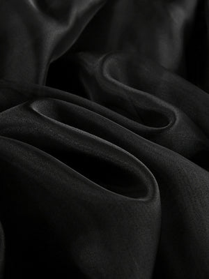 Black Elegant Midi Skirt With Sheer Overlay