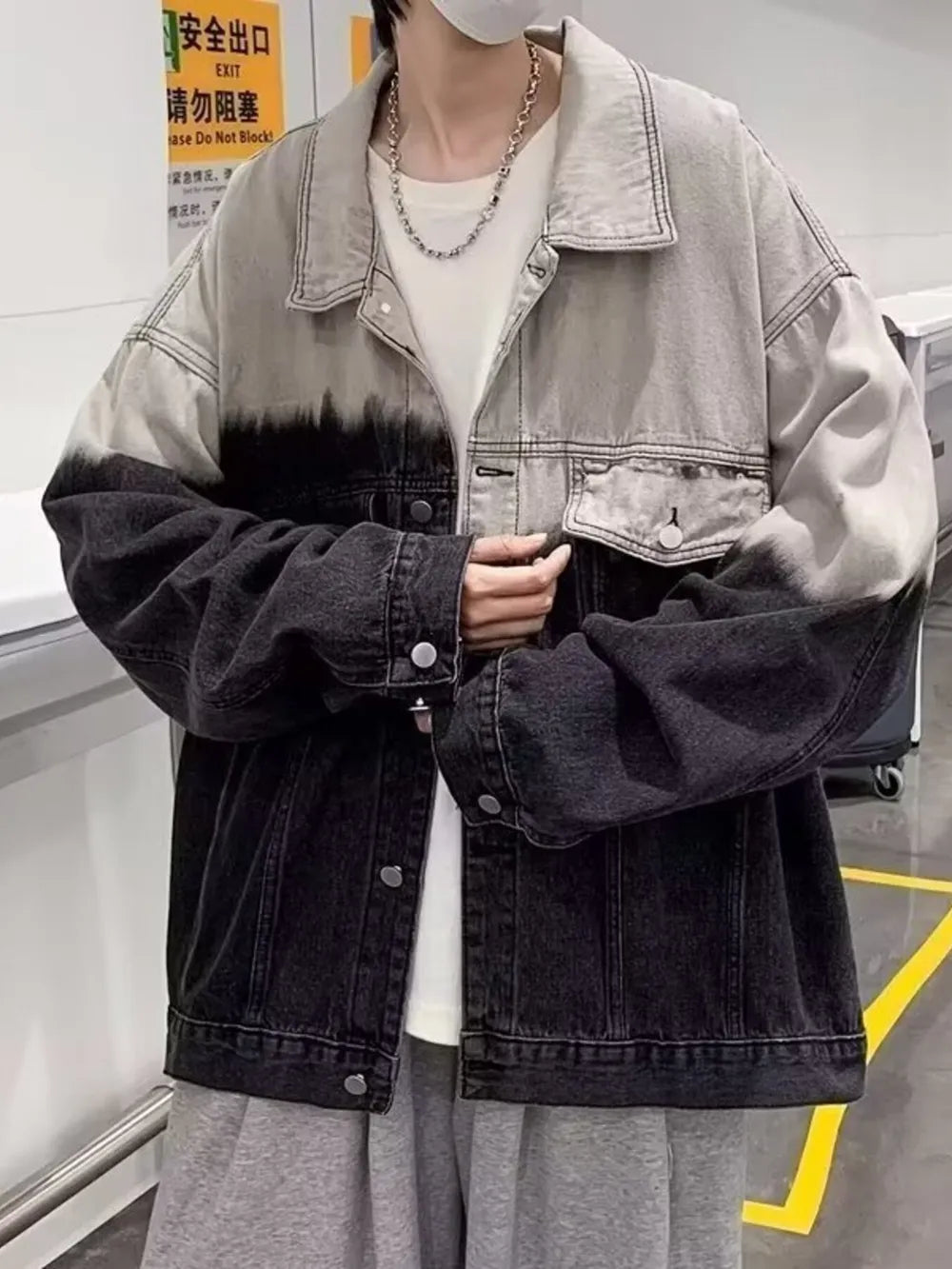 Men's Plus Size Gradient Wash Denim Jacket in this colorway