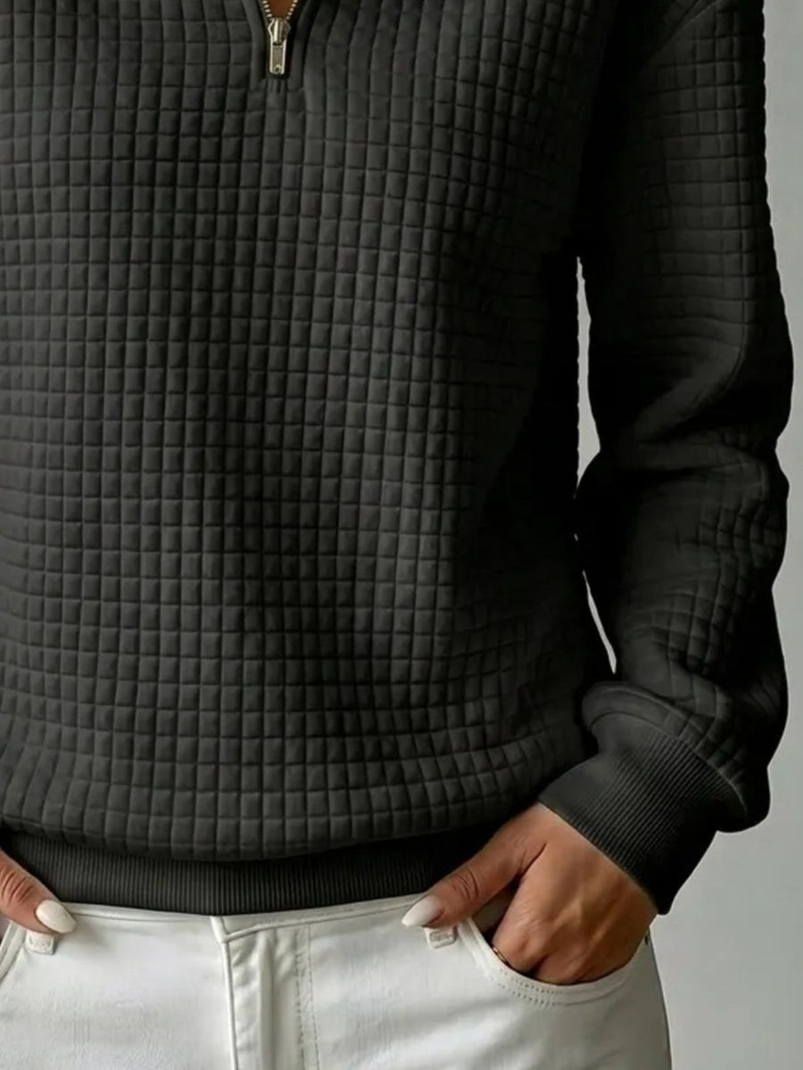 athleisure sweatshirt in Beige with collared