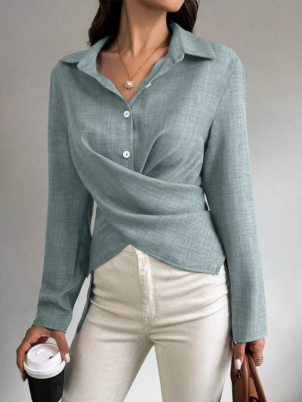 Air Force Blue regular blouse with collared