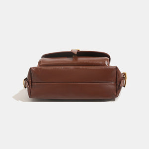 Vintage PU Leather Shoulder Bag With Buckle in dark brown