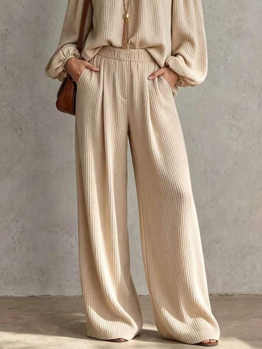 100% polyester Care instructions: Machine wash cold two-piece set in Beige with relaxed silhouette