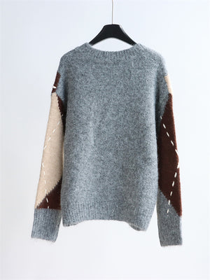 v-neck sweater in dark brown with v-neck and long sleeve