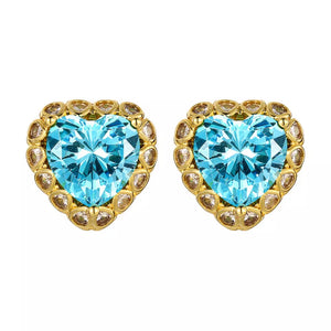 earrings in Sky Blue with heart and heart-shaped