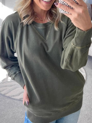 athleisure sweatshirt in Dark Blue with crew neck