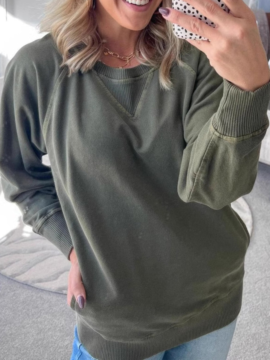 athleisure sweatshirt in Dark Blue with crew neck