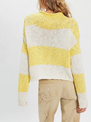 pullover sweater in cream with Ribbed and cropped
