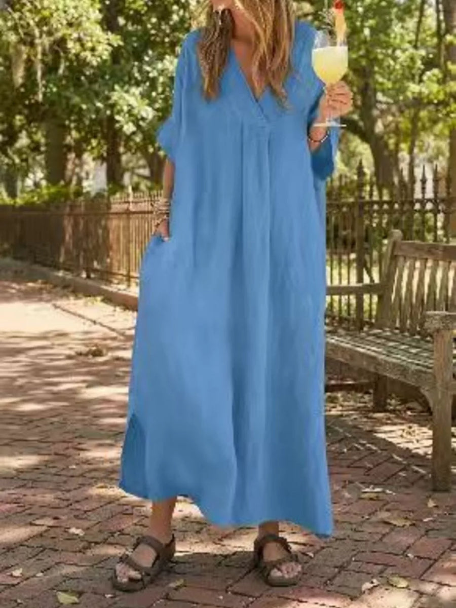 Red Full Size V-neck Maxi Dress Plus Size