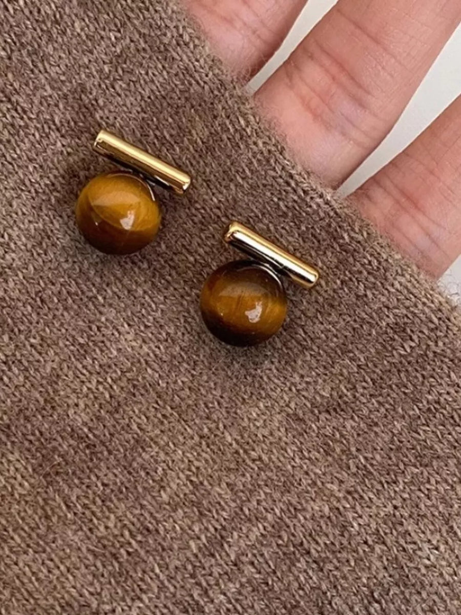 gold ACCESSORIES featuring stud and natural stone pattern