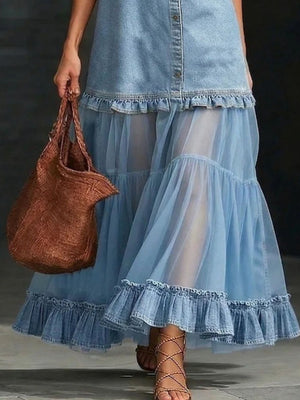 Light Blue maxi dress with sleeveless and sleeveless