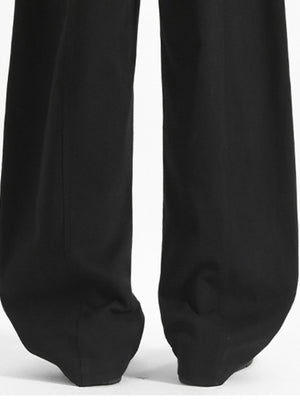 Men's black wide-leg casual pants with a relaxed fit.