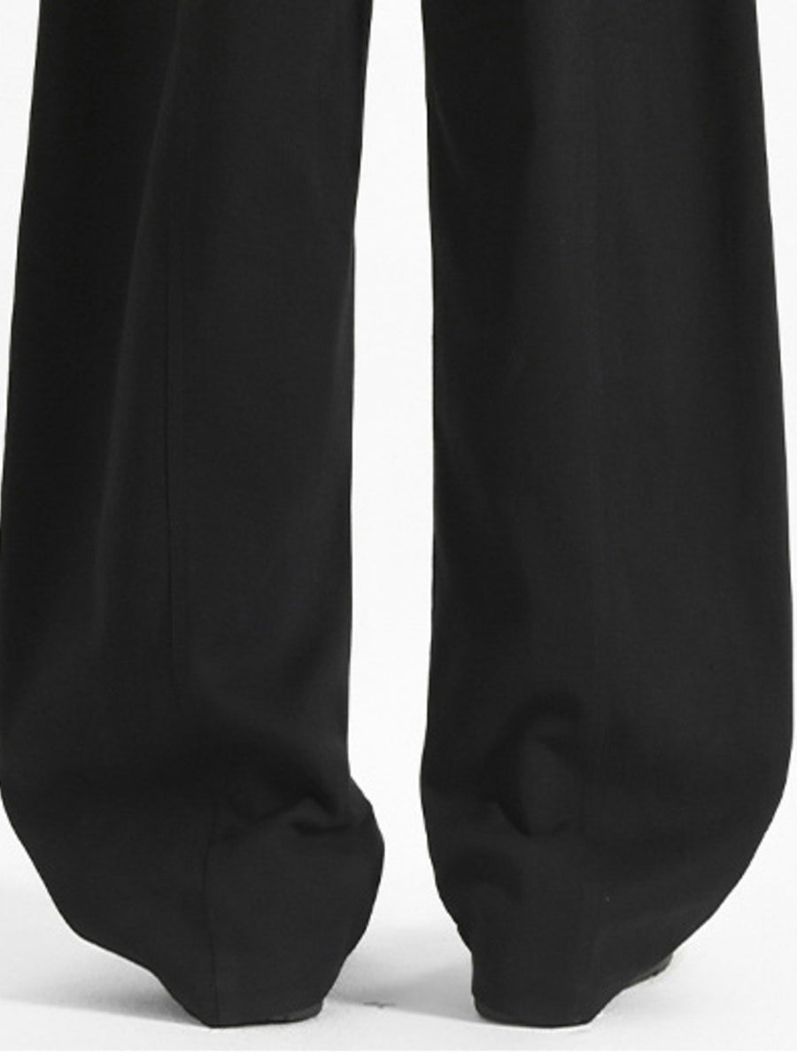 Men's black wide-leg casual pants with a relaxed fit.