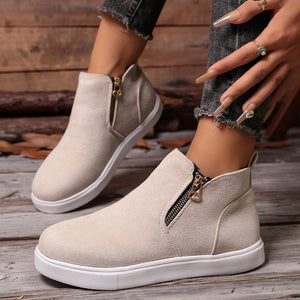 Side Zipper Flat Sneakers in black with side zipper