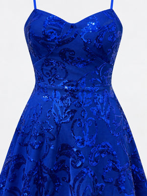 Sequin Embellished Mini Dress in Purple