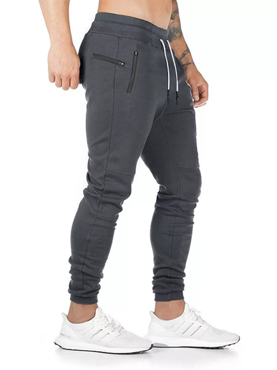Men's Drawstring Slim Fit Joggers in Grey, view 11