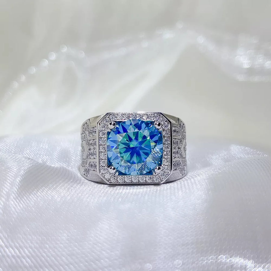 925 Sterling Silver Geometric Solitaire Moissanite Ring option 4