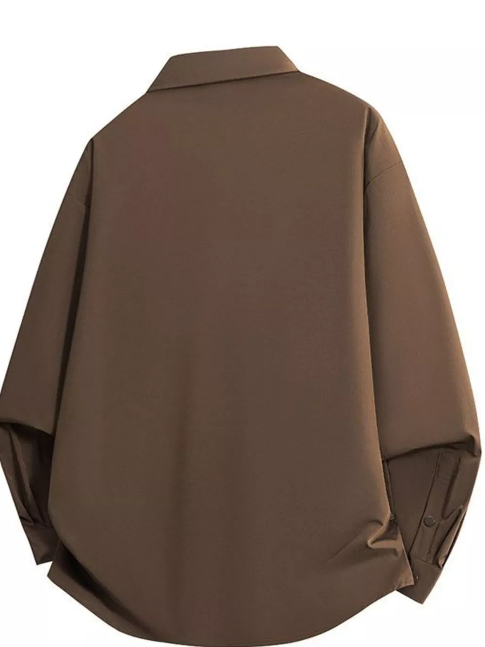 Brown long sleeve collared shirt with button cuffs